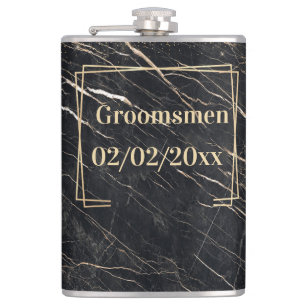 Trauzeugen Elegant: Goldener Marmor Flachmann