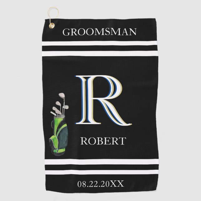 Trauzeugen geben benutzerdefinierte Monogram Name  Golfhandtuch (Vorderseite)