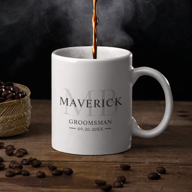 Trauzeugen Geschenk Monogramm Initialen Männliche  Kaffeetasse (Von Creator hochgeladen)