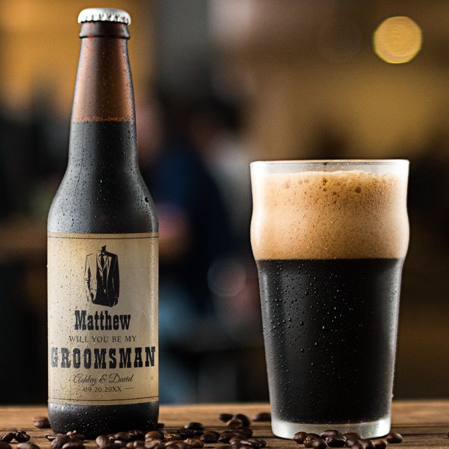 Trauzeugen Geschenke - Rustikale Gastgeschenke Hoc Bierflaschenetikett (Von Creator hochgeladen)