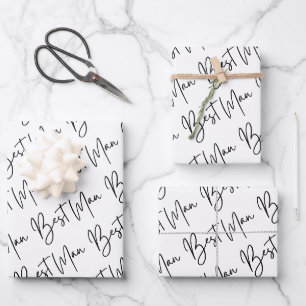 Trauzeugen-Geschenkpapier Flachblatt-Set aus 3 Geschenkpapier Set