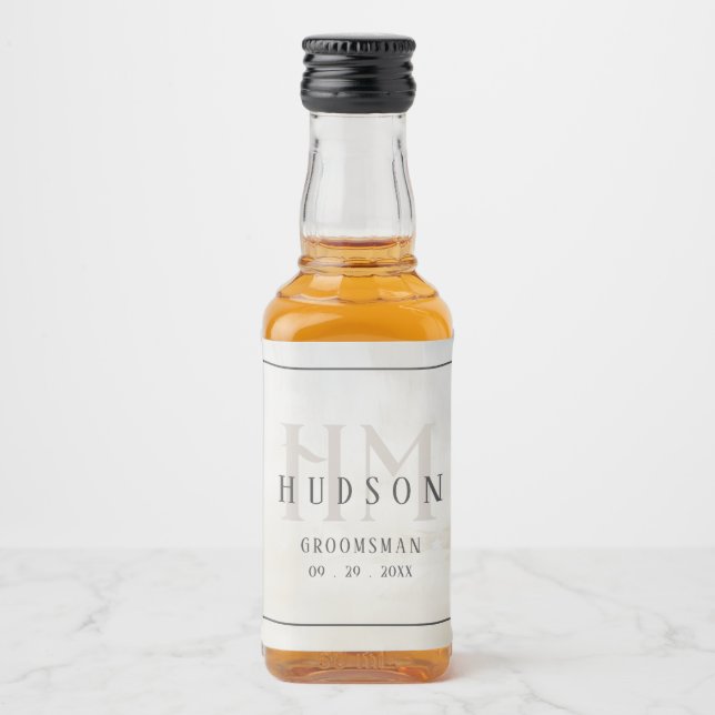 Trauzeugen gibt Monogram-Gastgeschenke Hochzeiten- Alkoholflaschenetikett (Vorderseite)