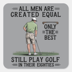 Trauzeugen spielen Golf Eighties Lustiger Golfer G Quadratischer Aufkleber