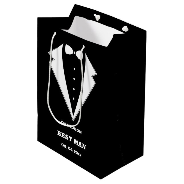 Trauzeugen Vorschlagsbeutel, Teamraum Personalisie Mittlere Geschenktüte (Vorderseite Schrägansicht)