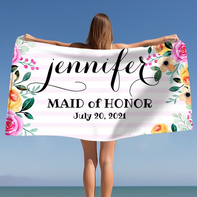 Trauzeugin Bachelorette Personalisiert Beach Tow Strandtuch (Maid of Honor Bachelorette Personalized Beach Tow Beach Towel)