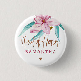 Trauzeugin Blumenrosa Kupfer-Brautparty Button