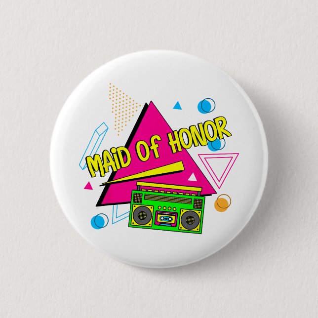 Trauzeugin Bridesmaid Bride Squad Retro Bac Button (Vorderseite)