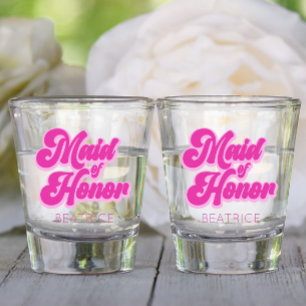 Trauzeugin Bubblegum Rosa Retro Individuelle Name Schnapsglas