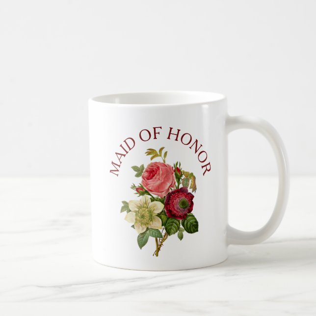 Trauzeugin Burgundy Pink Rose Bouquet Tasse (Rechts)