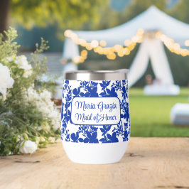 Trauzeugin Chic White Blue Floral