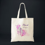 Trauzeugin des rosa Aquarellballetts Tragetasche<br><div class="desc">Eine elegante Tasche für Ihre Hochzeitsfeier,  die Trauzeugin sagt. Ein hübsches Aquarelldesign mit einem Paar rosa Ballettschuhen,  umgeben von rosafarbenen Blume,  einem niedlichen Bogen und einigen Aquarellfarben-Spritzern. Sehr weich elegant und mädchenhaft.</div>