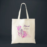 Trauzeugin des rosa Aquarellballetts Tragetasche<br><div class="desc">Eine elegante Tasche für Ihre Hochzeitsfeier,  die Trauzeugin sagt. Ein hübsches Aquarelldesign mit einem Paar rosa Ballettschuhen,  umgeben von rosafarbenen Blume,  einem niedlichen Bogen und einigen Aquarellfarben-Spritzern. Sehr weich elegant und mädchenhaft.</div>