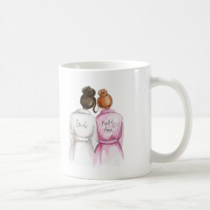 Trauzeugin? Dunkle Br-Brötchen-Braut-rotes Kaffeetasse