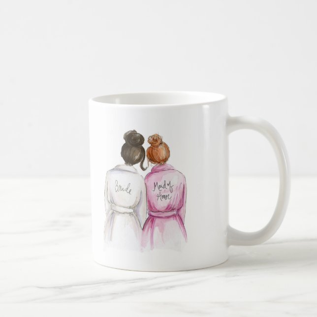 Trauzeugin? Dunkle Br-Brötchen-Braut-rotes Kaffeetasse (Rechts)