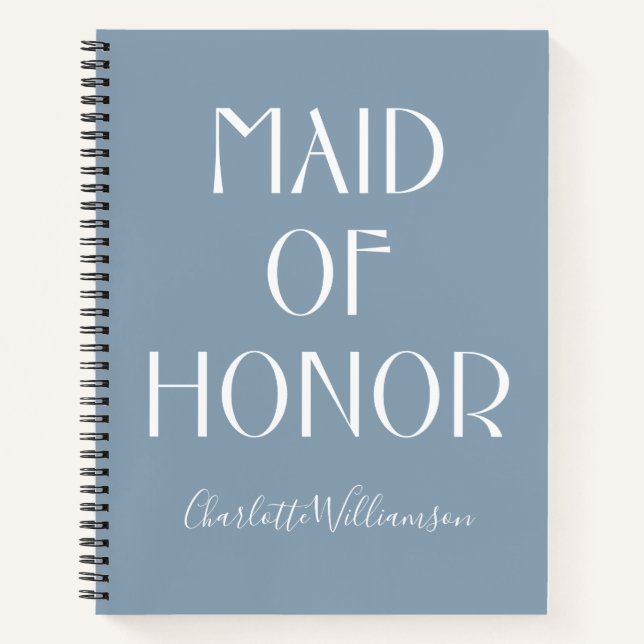 Trauzeugin Dusty Blue Typografy Name Wedding Notizbuch (Vorderseite)