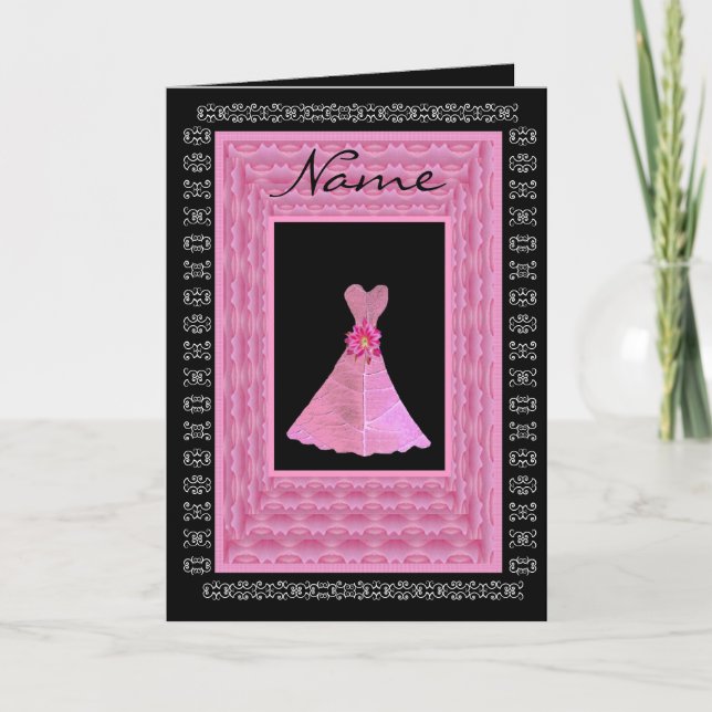 Trauzeugin Einladung PINK Kleid Petal Trim (Vorderseite)