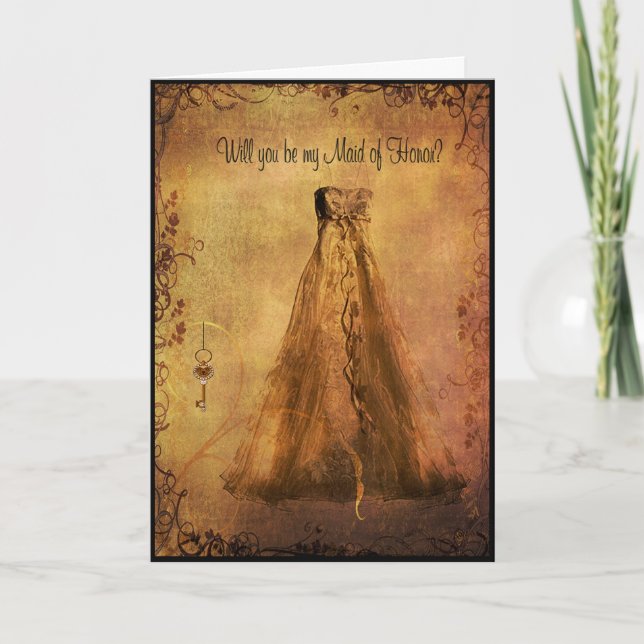 Trauzeugin-Einladung - Vintages Art-Kleid Einladung (Vorderseite)