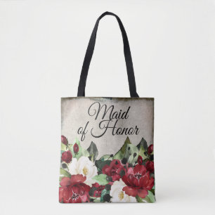 Trauzeugin   Elegante Red Floral Goth Wedding Tasche