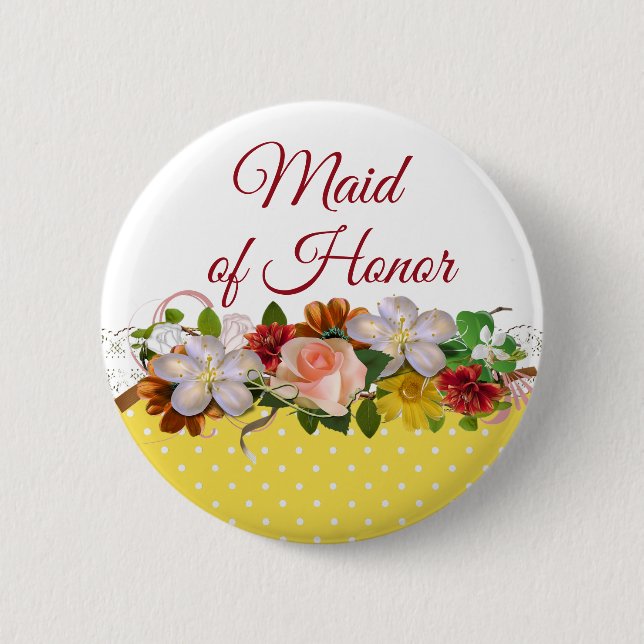 Trauzeugin Floral Bouquet Wedding Button (Vorderseite)