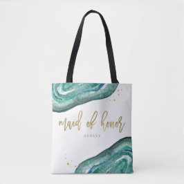 Trauzeugin für Aquarellfarben Aquamarin und Golden Tasche
