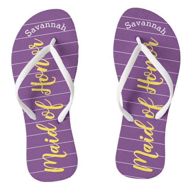 Trauzeugin Gelb und Lila Flip Flops (Fußbett)