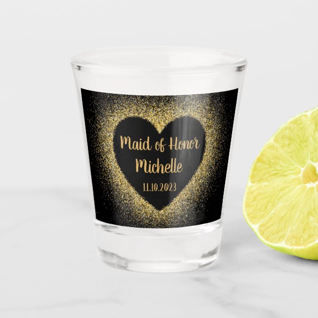 Trauzeugin Gold Herzname Geschenke Hochzeit Schnapsglas (Vorderseite)
