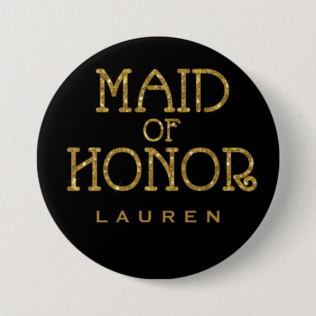 Trauzeugin Gold Imitate Glitzer Name Tag Schaltflä Button (Vorderseite)