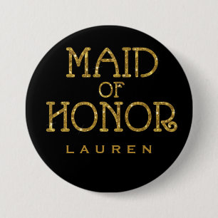 Trauzeugin Gold Imitate Glitzer Name Tag Schaltflä Button