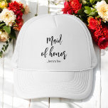 Trauzeugin Hochzeit Schwarz-weiß Truckerkappe<br><div class="desc">Trauzeugin Hochzeitshut Schwarz-weiß für Hochzeit,  Brautparty,  Brautparty,  Junggeselinnen-Abschied. Karo mehr Produkte mit diesem Design in der Kollektion unten.</div>