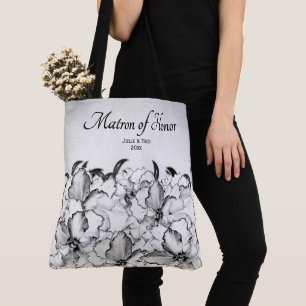 Trauzeugin Holzkohle Floral mit Braut Bräutigam Da Tasche