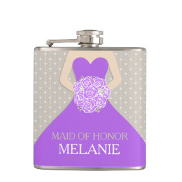 Trauzeugin lila Kleid mit Namen angesagt Flasche Flachmann