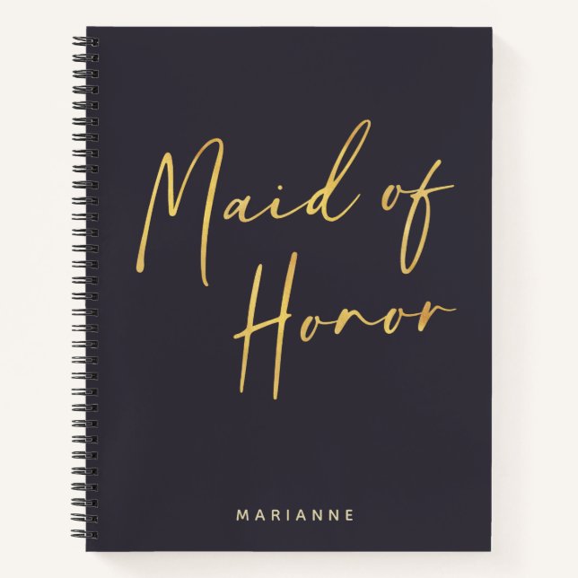 Trauzeugin Minimalistisch Gold Navy Personalisiert Notizbuch (Vorderseite)
