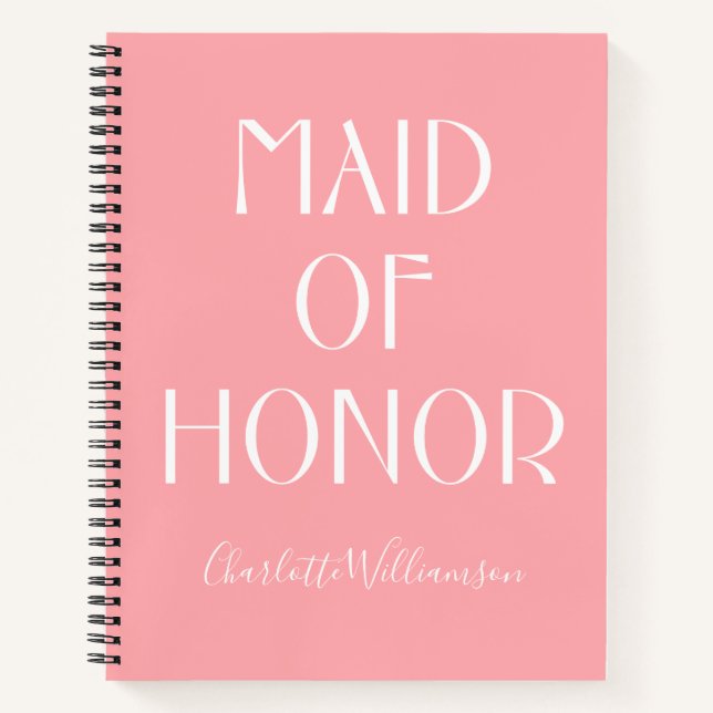 Trauzeugin Moderne rosa Typografie Name Hochzeit Notizbuch (Vorderseite)