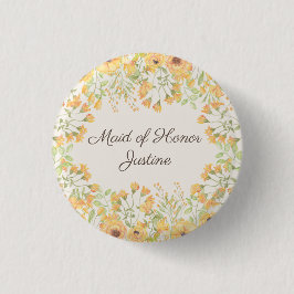 Trauzeugin Pastellgelbe Blumen Button