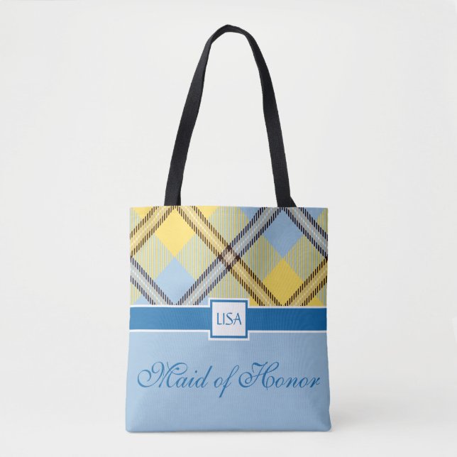 Trauzeugin Personalisiert Name Tartan Bridesmaid Tasche (Vorderseite)