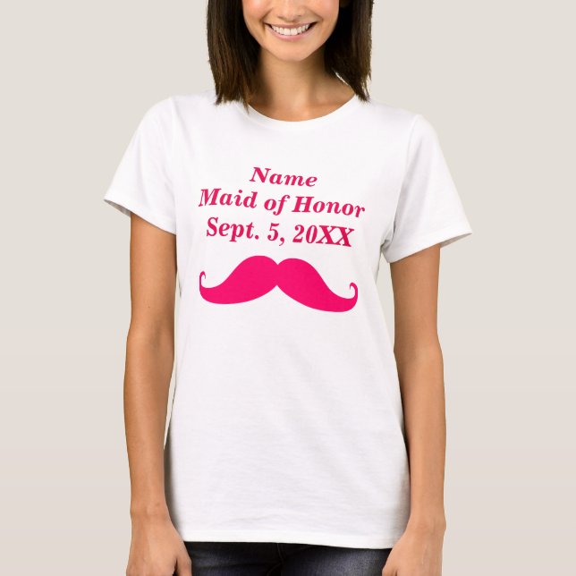 Trauzeugin Pink Mustache Womens Basic T - Shirt (Vorderseite)