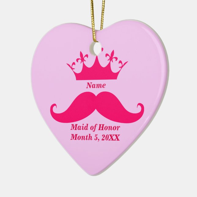 Trauzeugin Pink Tiara und Mustache Ornament (Links)