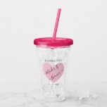 Trauzeugin Rosa Brautparty Personalisiert  Acryltrinkbecher<br><div class="desc">Hübsche rosa Herz-Trauzeugin in extravaganter Schrift und leicht zu bearbeiten Name und Datumsvorlage. wie eine niedliche Geschenkidee als Vorschlag oder Hochzeitsgeschenk.</div>