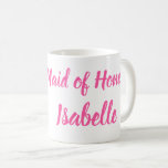 Trauzeugin Rosa Individuelle Name Geschenke Hochze Kaffeetasse<br><div class="desc">Schöne Kalligraphie,  rosa Trauzeugin Hochzeitskaffee Tasse. Ideal für Gastgeschenke Hochzeiten. Du kannst mit deinem Namen personalisiert werden.</div>