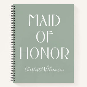 Trauzeugin Sage Green Typografy Name Hochzeit Notizbuch