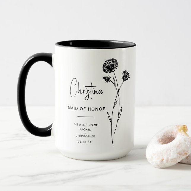 Trauzeugin September | Aster Birth Blume Tasse (Mit Donut)
