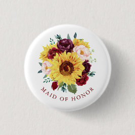 Trauzeugin Sonnenblume Burgund Blush Button