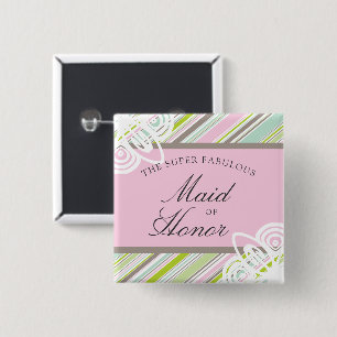 TRAUZEUGIN Sweet Garden Stripe Wedelname Tag Button