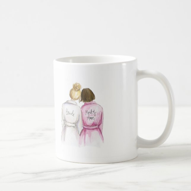 Trauzeugin? Tassen-blonde Braut-brünettes Kaffeetasse (Rechts)