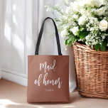 Trauzeugin Terracotta Brown Wedding Tasche<br><div class="desc">Trauzeugin Terracotta Tote Tasche in Braun und Weiß für Hochzeit,  Brautparty,  Brautparty,  Junggeselinnen-Abschied. Karo mehr Produkte mit diesem Design in der Kollektion unten.</div>