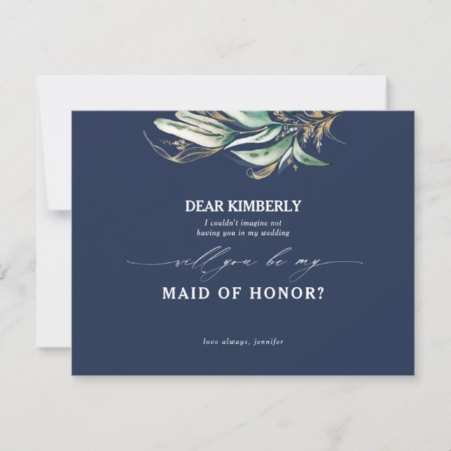 Trauzeugin von Goldgrün / Vorschlag von Bridesmaid Einladung (Vorderseite)