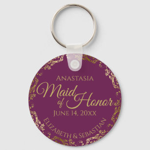 Trauzeugin Wedding Gift Cassis Lila & Gold Schlüsselanhänger