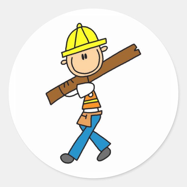 Travailleur de construction avec Stickers en bois (Devant)
