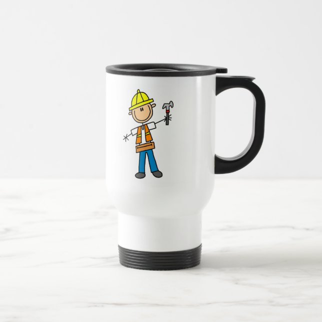 Travailleur de la construction avec la tasse de (Droite)