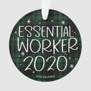 Travailleur essentiel 2020 Covid Noël Vert Plaid